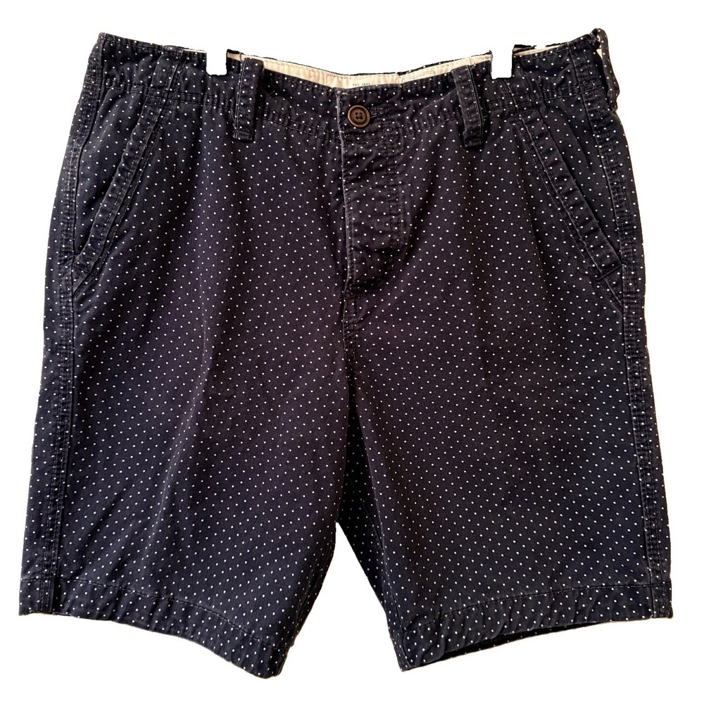 Abercrombie & Fitch Mens 32 Polka Dot Chino Shorts Navy Blue White 100% Cotton⁠